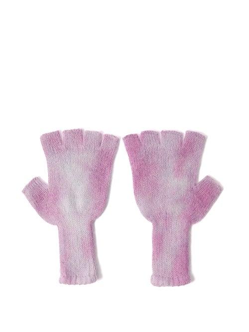 The Elder Statesman - Hot Tie-dye Cashmere Fingerless Gloves - Womens - Purple Pink