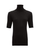 Matchesfashion.com Bottega Veneta - Stand Collar Ribbed Wool Blend Sweater - Womens - Black