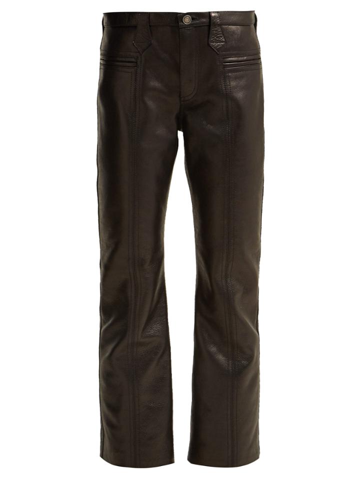 Saint Laurent Cropped Leather Trousers