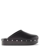 Co - Studded Leather Backless Loafers - Womens - Black
