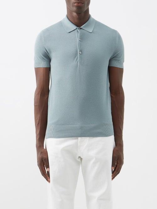 Tom Ford - Silk-blend Piqu Polo Shirt - Mens - Light Green
