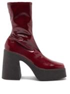 Matchesfashion.com Stella Mccartney - Patent Faux-leather Platform Ankle Boots - Womens - Burgundy