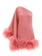 Taller Marmo - Piccolo Ubud Feather-trimmed Crepe Dress - Womens - Light Pink