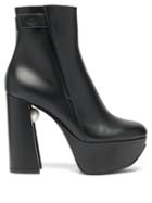 Matchesfashion.com Nicholas Kirkwood - Miri Faux Pearl Embellished Leather Platform Boots - Womens - Black