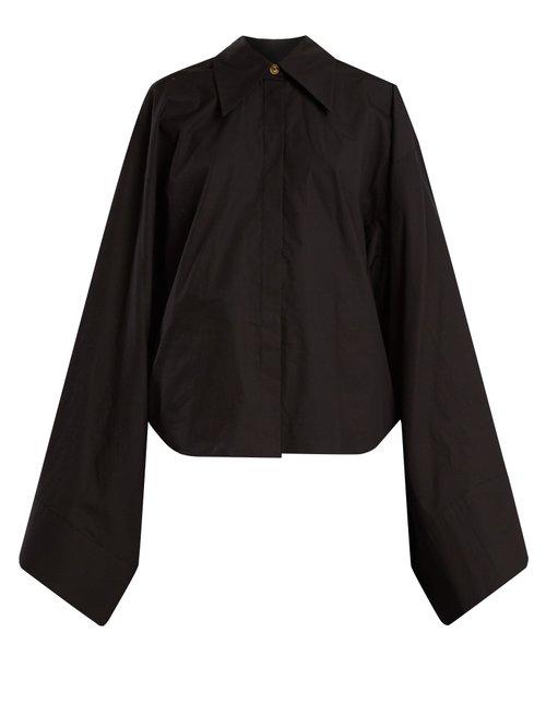 Matchesfashion.com A.w.a.k.e. - Kimono Sleeve Cotton Poplin Top - Womens - Black