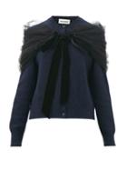 Matchesfashion.com Molly Goddard - Joelle Tulle-shawl Wool Cardigan - Womens - Navy