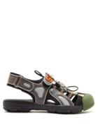 Matchesfashion.com Gucci - Crystal Embellished Cut Out Panel Leather Sandals - Womens - Black Green