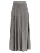 Matchesfashion.com Joseph - Ribbed Lam Knitted Skirt - Womens - Dark Grey