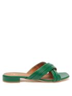 Ladies Shoes Malone Souliers - Gavi Crossover-strap Leather Slides - Womens - Green