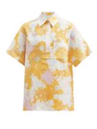Matchesfashion.com Ephemera - Mai Tai Floral-print Linen Short-sleeved Shirt - Womens - Orange Multi