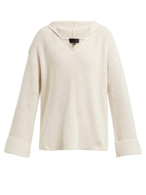 Matchesfashion.com Nili Lotan - Gillian V Neck Cashmere Hooded Sweater - Womens - Ivory