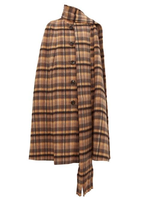 Matchesfashion.com Marc Jacobs - Scarf Panel Checked Alpaca Blend Cape - Womens - Beige Stripe