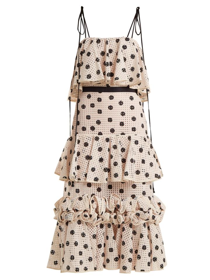Johanna Ortiz Polka-dot Eyelet-lace Dress