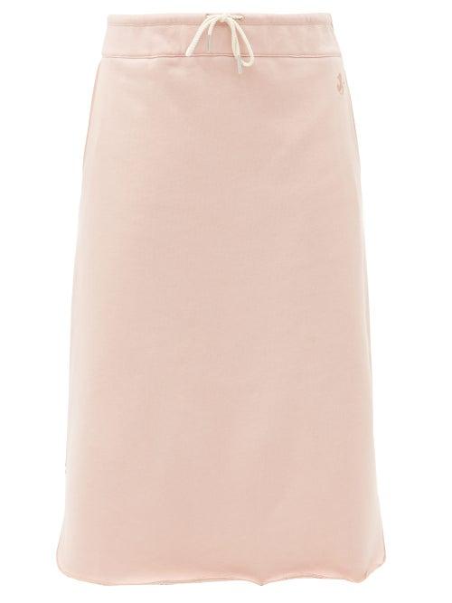 Matchesfashion.com Jil Sander - Logo-embroidered Cotton-terry Midi Skirt - Womens - Pink