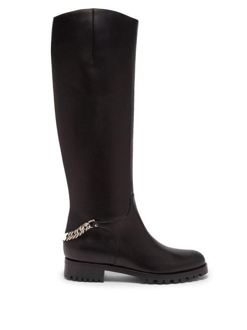 Matchesfashion.com Christian Louboutin - Croche Cate Knee High Leather Riding Boots - Womens - Black