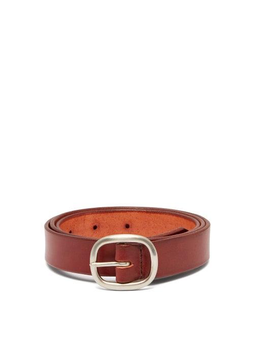 Matchesfashion.com Maximum Henry - Patinated Leather Belt - Mens - Burgundy