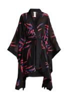 Matchesfashion.com Diane Von Furstenberg - Fern Print Cotton And Silk Blend Kimono Robe - Womens - Black Multi