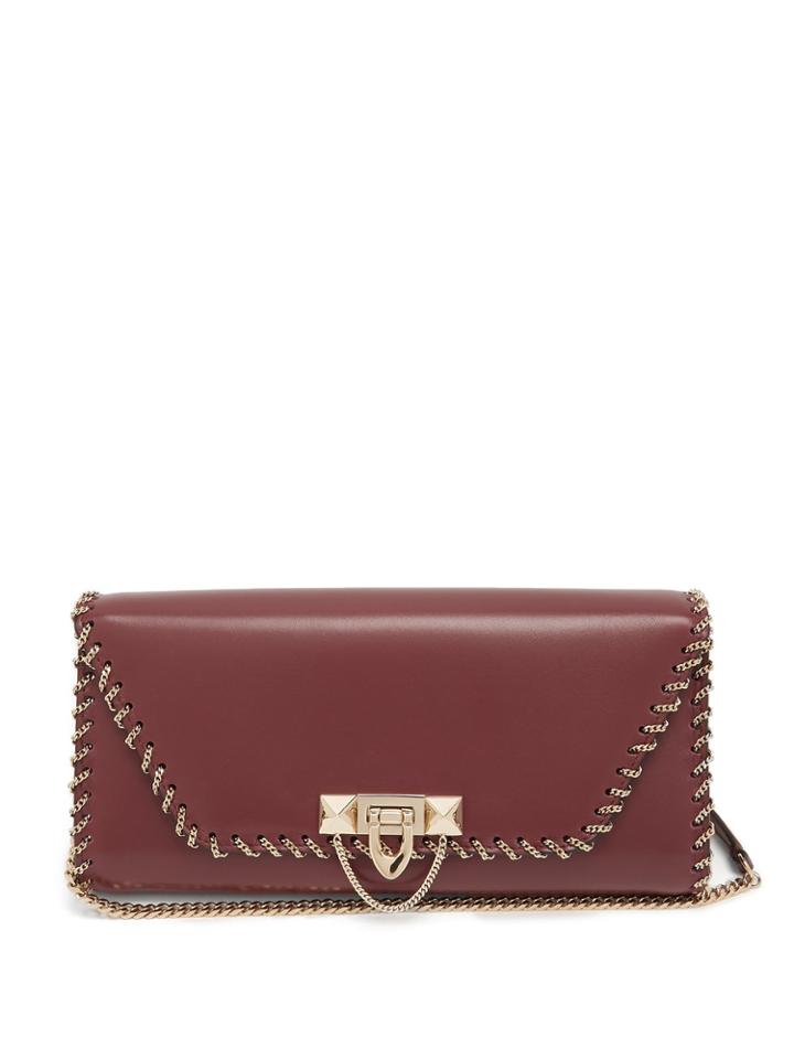 Valentino Demilune Chain-embellished Leather Clutch
