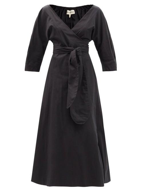 Ladies Rtw Mara Hoffman - Agnella Organic Cotton-poplin Wrap Dress - Womens - Black