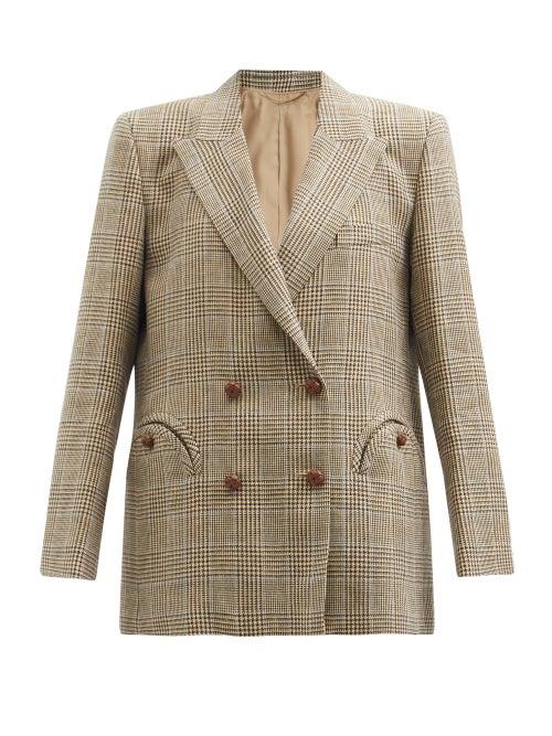 Matchesfashion.com Blaz Milano - Merit Everynight Checked Double-breasted Jacket - Womens - Brown White