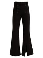 Matchesfashion.com A.w.a.k.e. - Buttoned Slit Cuff Kick Flare Trousers - Womens - Black