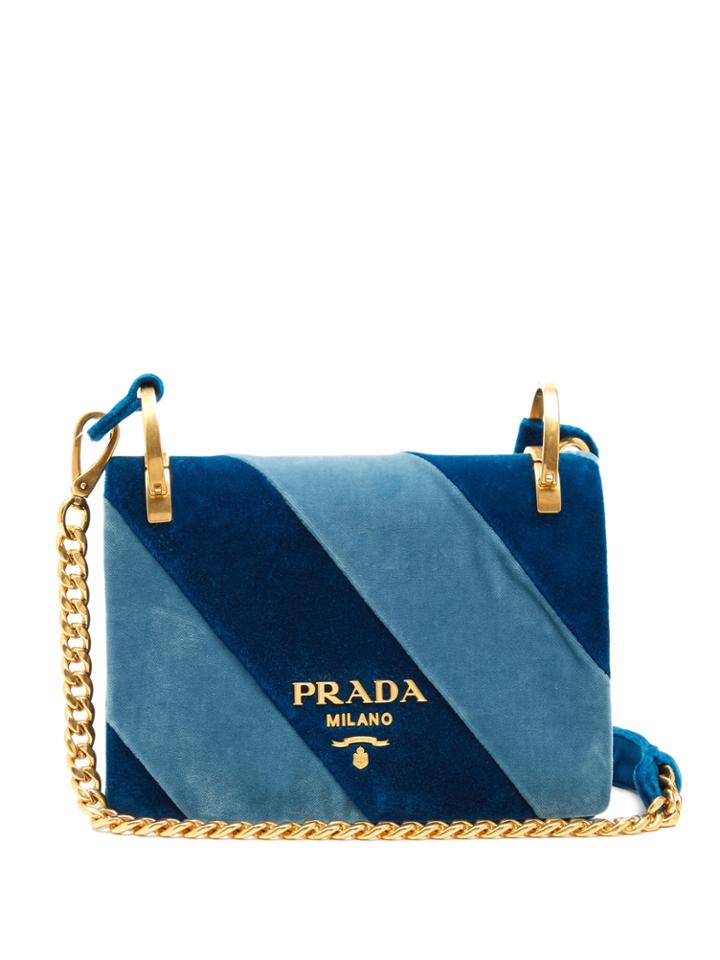 Prada Pattine Striped-velvet Shoulder Bag