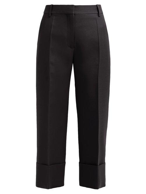 Matchesfashion.com Valentino - Cropped Wide Leg Wool Blend Trousers - Womens - Black