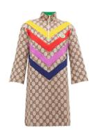 Matchesfashion.com Gucci - Gg Supreme Jacquard Rainbow Appliqu Dress - Womens - Brown Multi