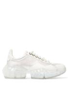 Matchesfashion.com Jimmy Choo - Diamond F Faceted Sole Leather Trainers - Womens - White Silver