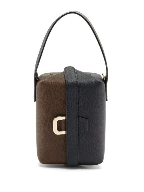 Matchesfashion.com Valextra - Tric Trac Bi-colour Grained-leather Bag - Womens - Navy Multi