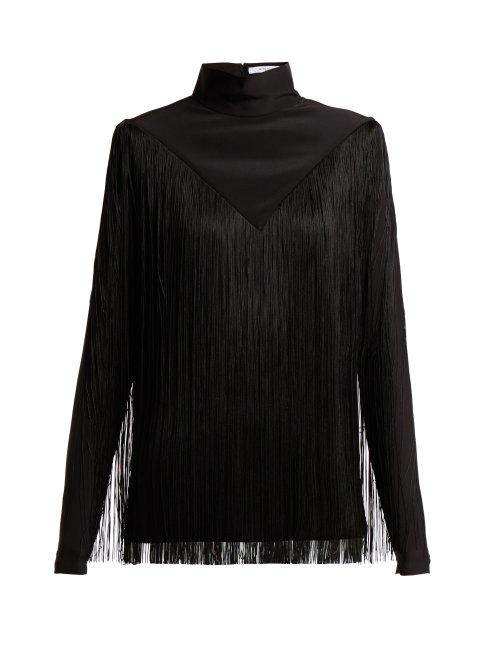 Matchesfashion.com Givenchy - Fringed Silk Georgette Top - Womens - Black