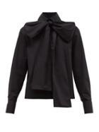 Matchesfashion.com Fendi - Detachable Pussybow Cotton Poplin Shirt - Womens - Black