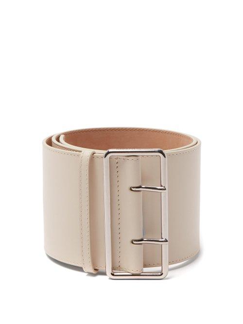 Matchesfashion.com Alexander Mcqueen - Wide Leather Belt - Womens - Ivory