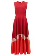 Matchesfashion.com Roksanda - Alesi Curved Panel Cady Dress - Womens - Red Multi