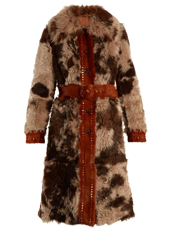 Prada Stud-embellished Shearling Coat