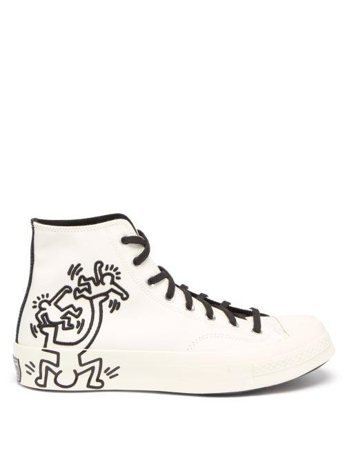 Mens Shoes Converse - X Keith Haring Chuck 70 High-top Canvas Trainers - Mens - White