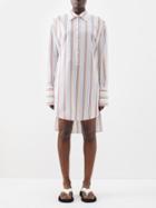 Loewe - Striped Cotton-blend Seersucker Shirt Dress - Womens - Yellow Blue