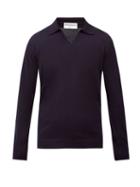 Matchesfashion.com Officine Gnrale - Simone Merino-wool Polo Sweater - Mens - Navy
