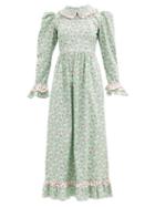Matchesfashion.com Batsheva - Ruth Apple-blossom Print Cotton-poplin Dress - Womens - Green Print