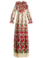 Matchesfashion.com Gucci - Le Jardin De Rose Silk Twill Dress - Womens - Ivory Multi