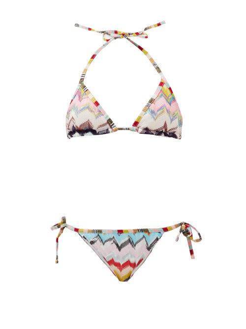 Matchesfashion.com Missoni - Zigzag-knitted Triangle Bikini - Womens - Multi