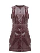 Matchesfashion.com Ganni - Button Down Patent Vinyl Mini Dress - Womens - Burgundy