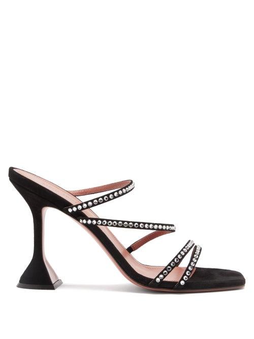 Matchesfashion.com Amina Muaddi - Naima Crystal-embellished Suede Sandals - Womens - Black