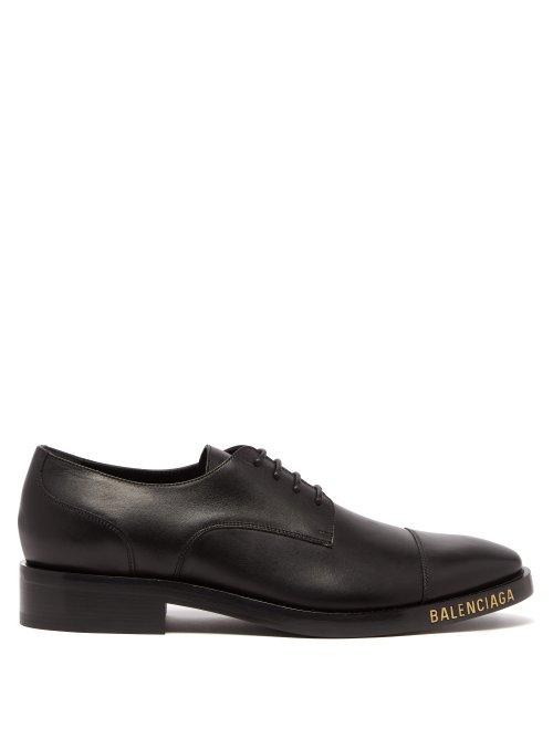 Matchesfashion.com Balenciaga - Logo Leather Derby Shoes - Mens - Black