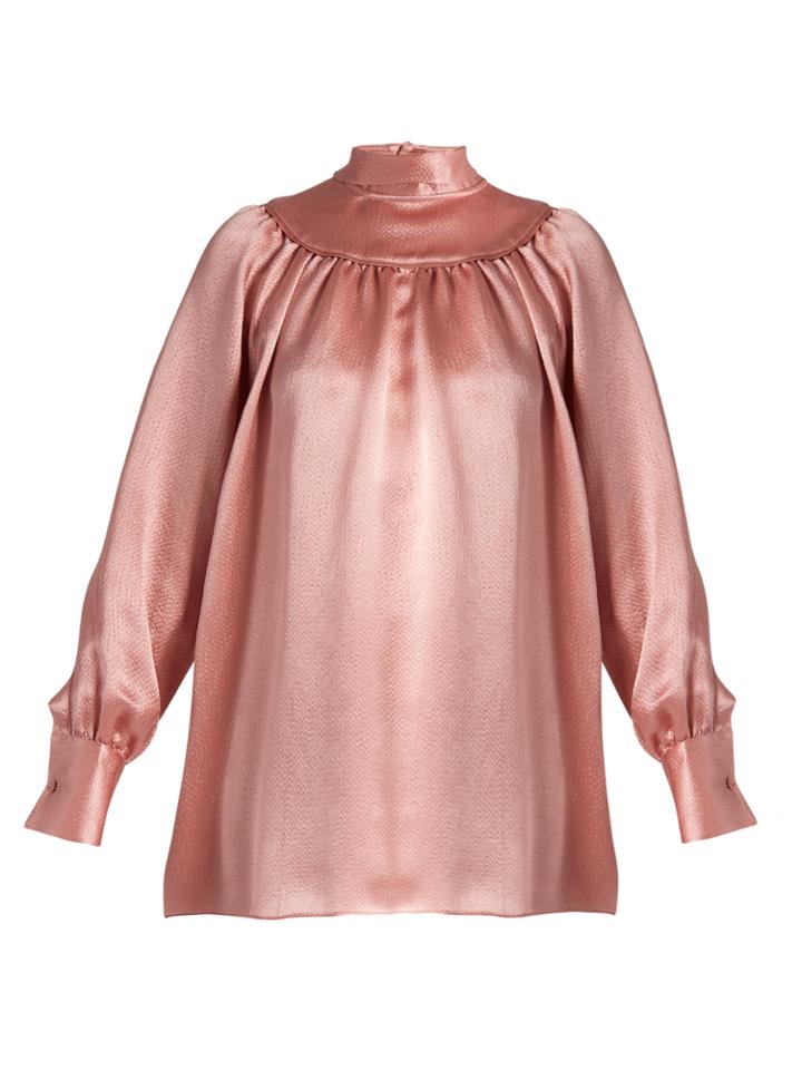 Valentino High-neck Satin Blouse