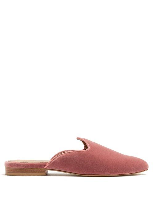 Matchesfashion.com Le Monde Beryl - Venetian Backless Velvet Slipper Shoes - Womens - Light Pink