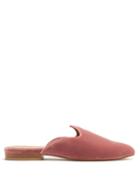 Matchesfashion.com Le Monde Beryl - Venetian Backless Velvet Slipper Shoes - Womens - Light Pink
