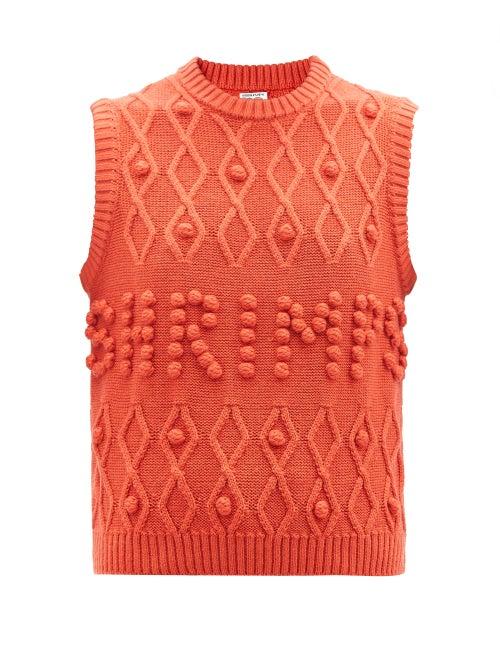 Shrimps - Amara Bobble-logo Merino-blend Sweater Vest - Womens - Red