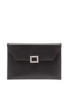 Matchesfashion.com Roger Vivier - Trs Vivier Crystal-embellished Leather Pouch - Womens - Black
