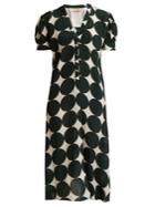 Adriana Degreas Cacao Polka-dot Print Silk Dress